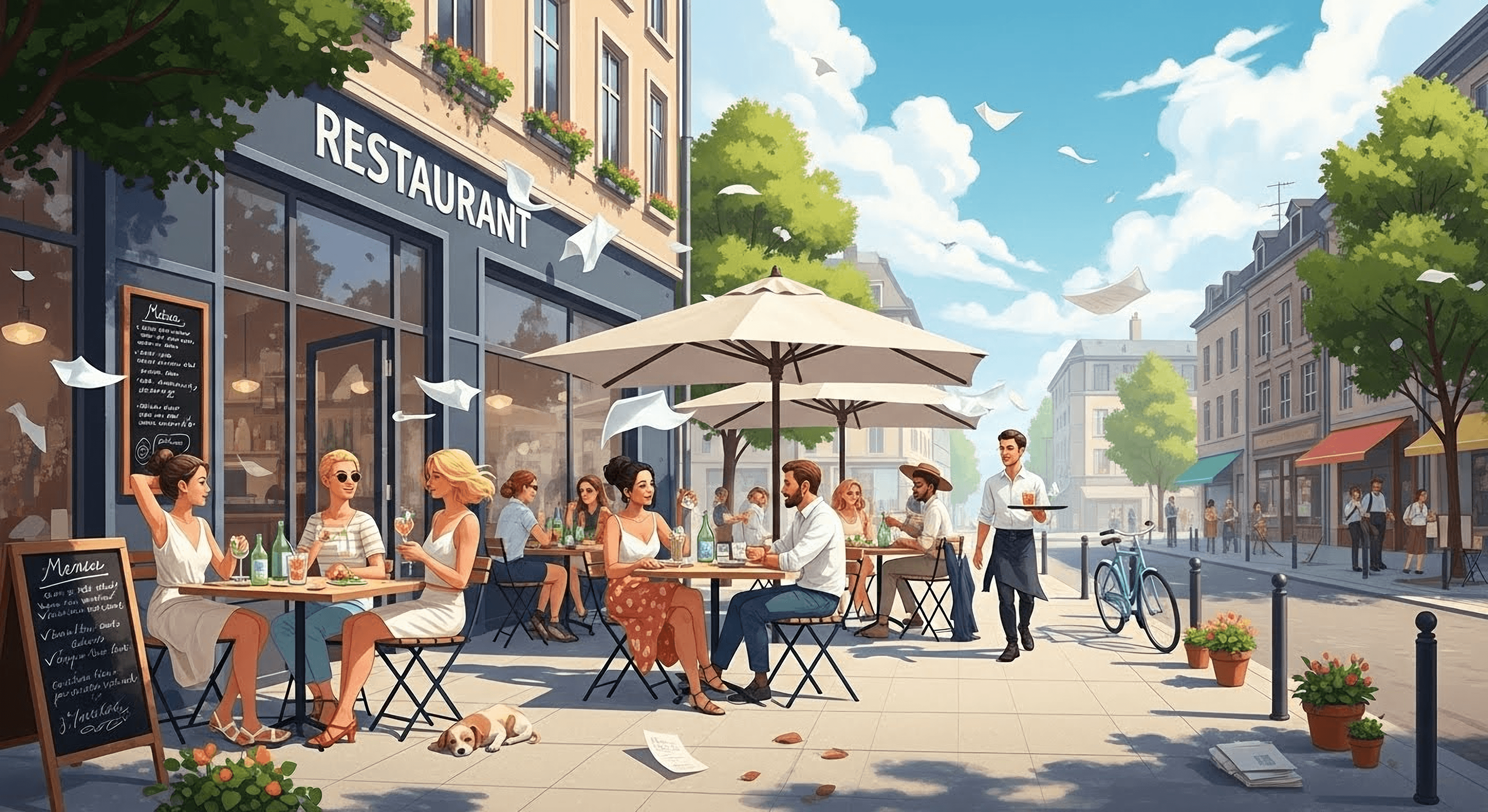 Restaurant terrace with outdoor dining